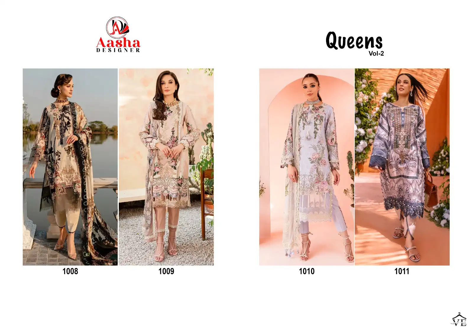 Aasha Designer Queen's-2 Pure Cotton Wholesale Pakistani Suits Catalog — Wholesale Salwar Suits, MPA wholesale from Surat — view 5
