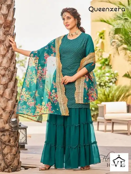 Queenzera Florance Blooming Georgette Wholesale Readymade Suits Catalog — Wholesale Salwar Suits, MPA wholesale from Surat - Gallery Image 3