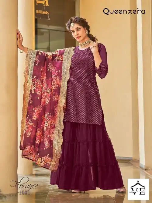 Queenzera Florance Blooming Georgette Wholesale Readymade Suits Catalog — Wholesale Salwar Suits, MPA wholesale from Surat - Gallery Image 4