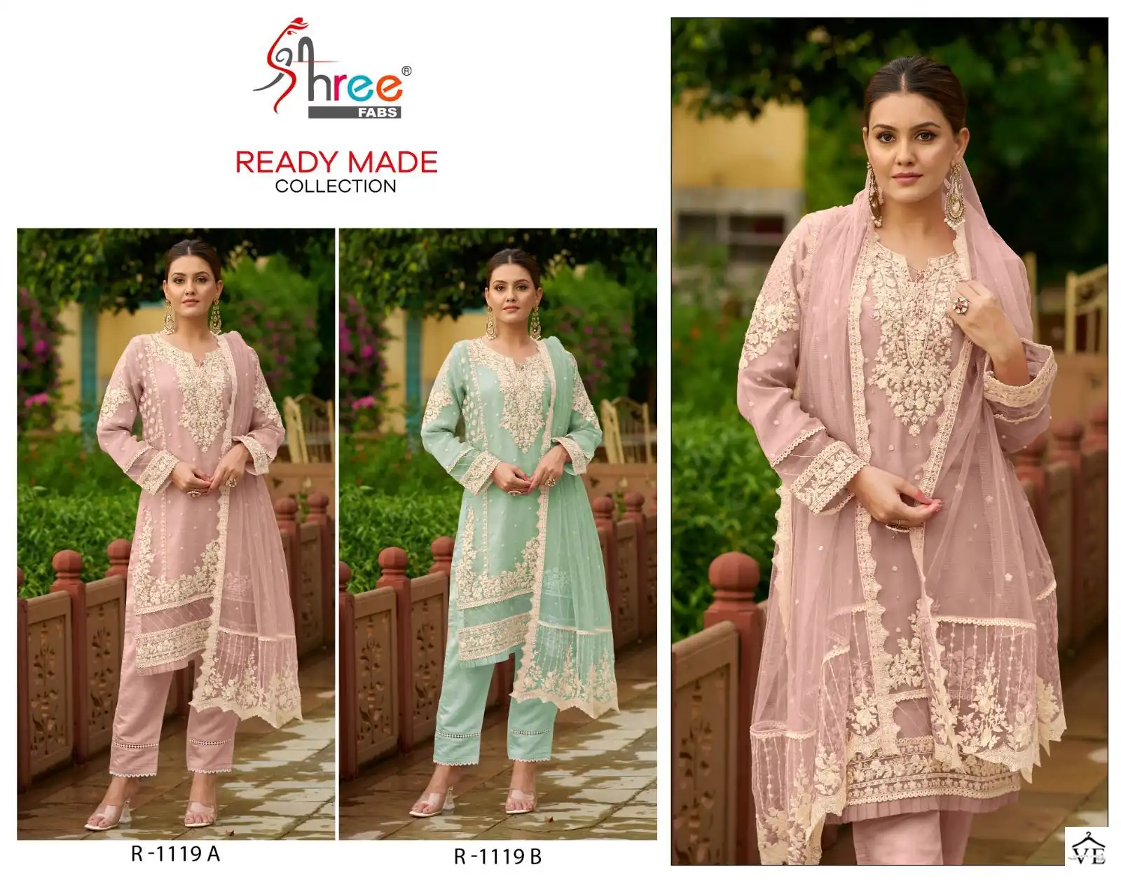 Shree Fabs R-1119 Organza Wholesale Pakistani Readymade Suit Catalog — Wholesale Salwar Suits, MPA wholesale from Surat — view 8