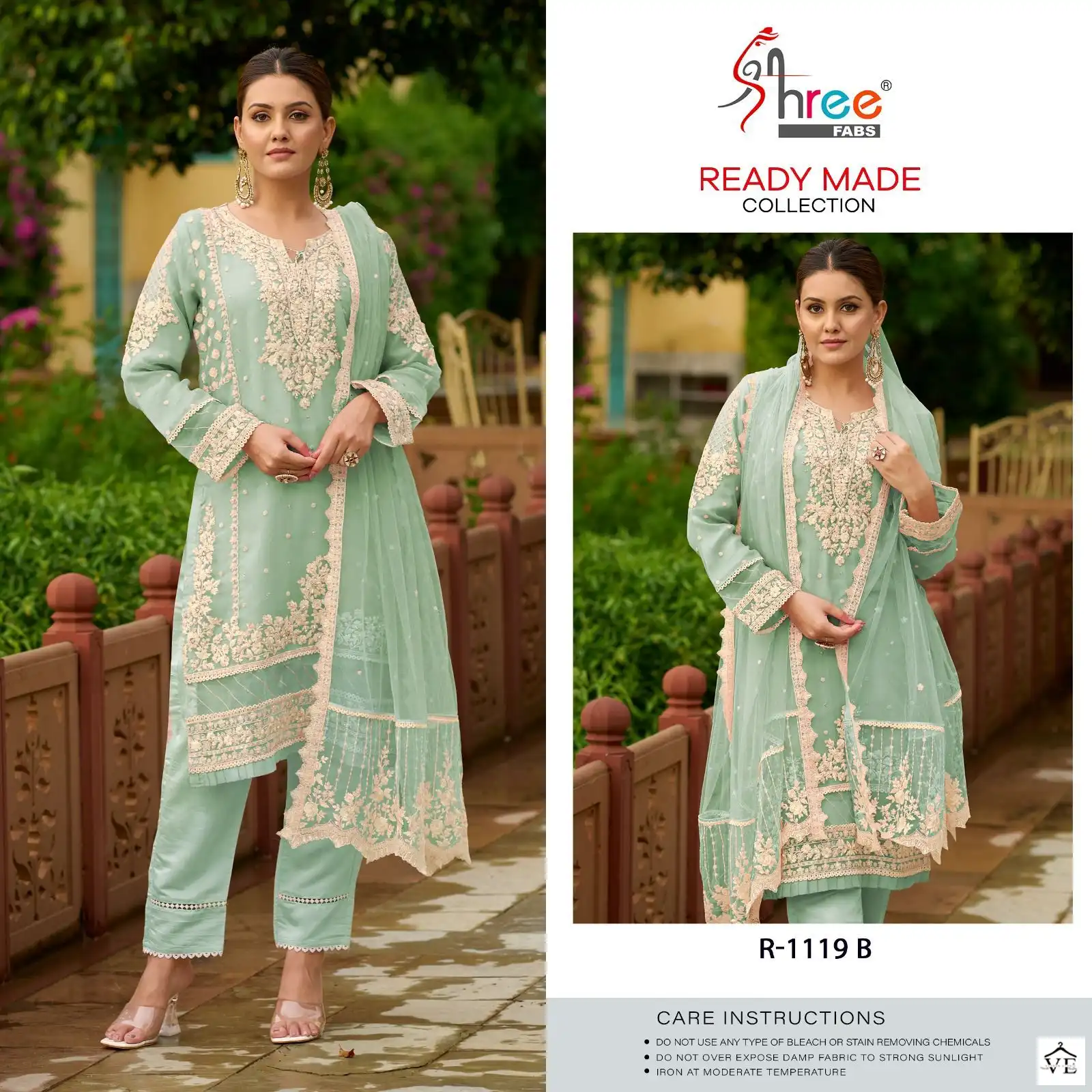 Shree Fabs R-1119 Organza Wholesale Pakistani Readymade Suit Catalog — Wholesale Salwar Suits, MPA wholesale from Surat - Gallery Image 3