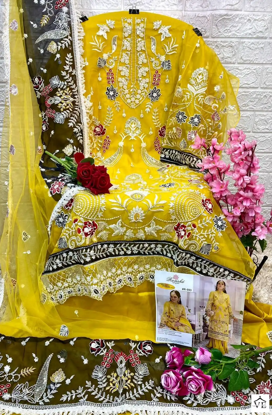 Ramsha R-593 Organza Wholesale Pakistani Suit — Wholesale Salwar Suits, MPA wholesale from Surat — view 2