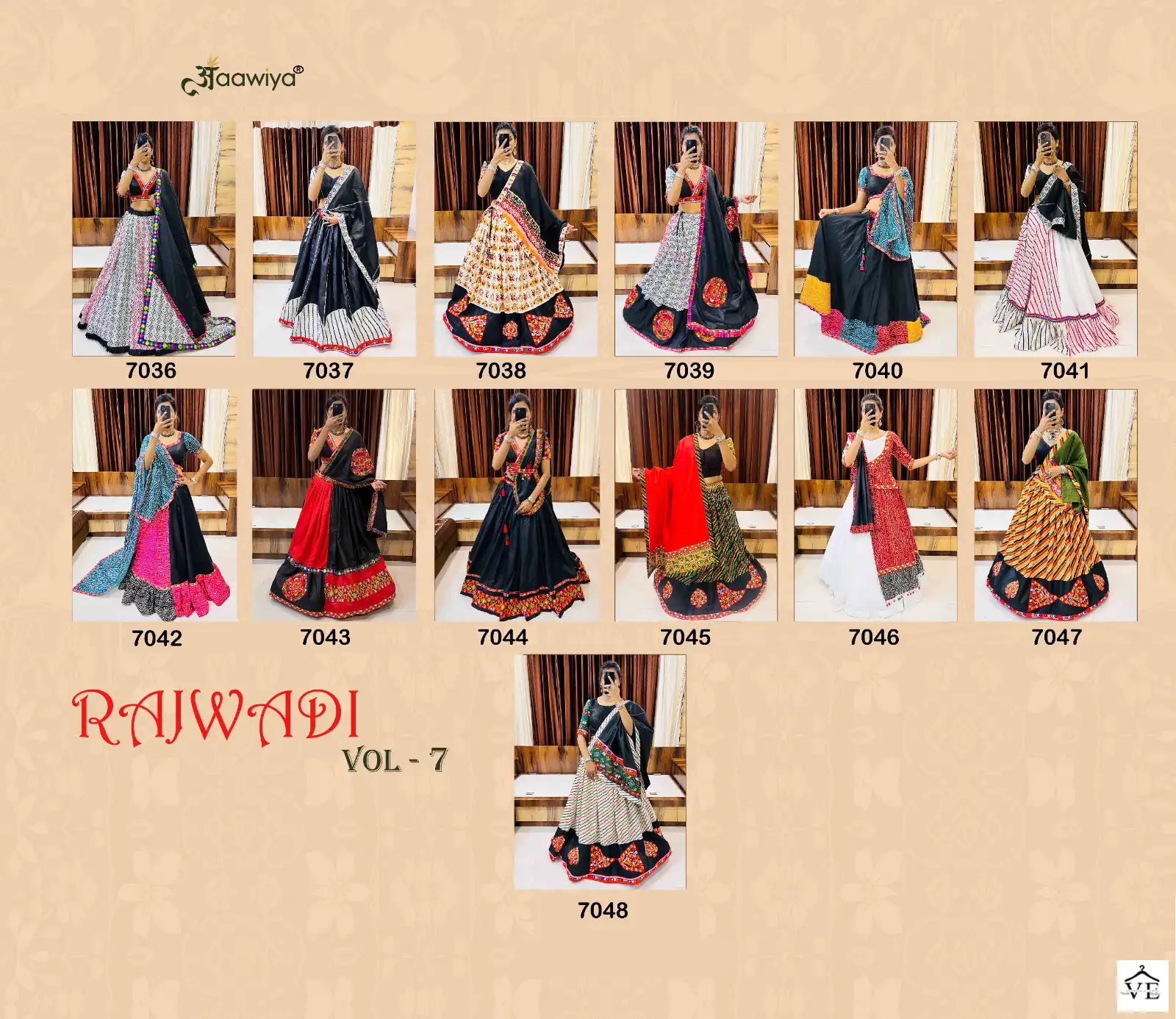 Aawiya Rajwadi Vol-7 Pure Cotton Silk Wholesale Navratri Lehenga Choli Catalog — Wholesale Lehenga, MPA wholesale from Surat — view 16