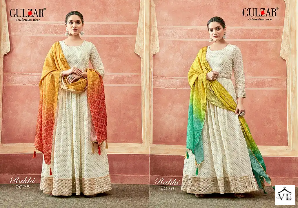 Gulzar Rakhi Fancy Wholesale Gown With Dupatta Catalog — Wholesale Salwar Suits, MPA wholesale from Surat - Gallery Image 3