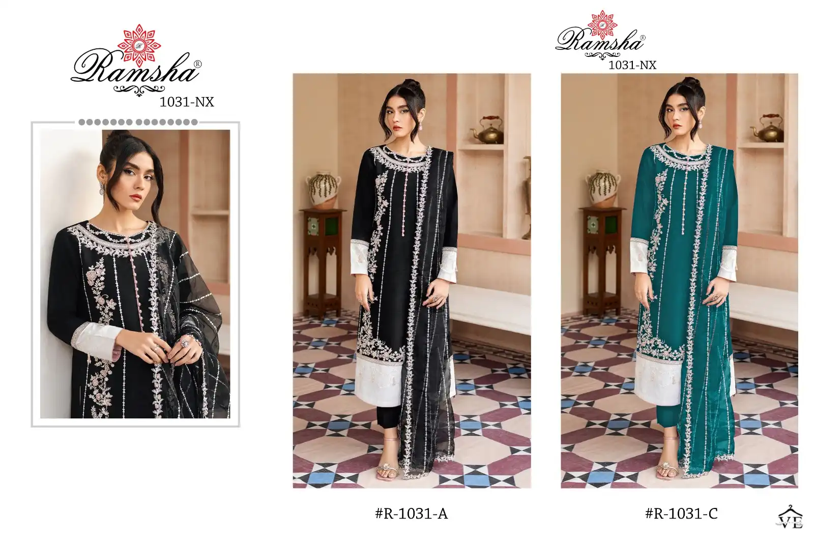Ramsha R 1031 Nx Georgette Wholesale Pakistani Readymade Salwar Suit Catalog — Wholesale Salwar Suits, MPA wholesale from Surat — view 10