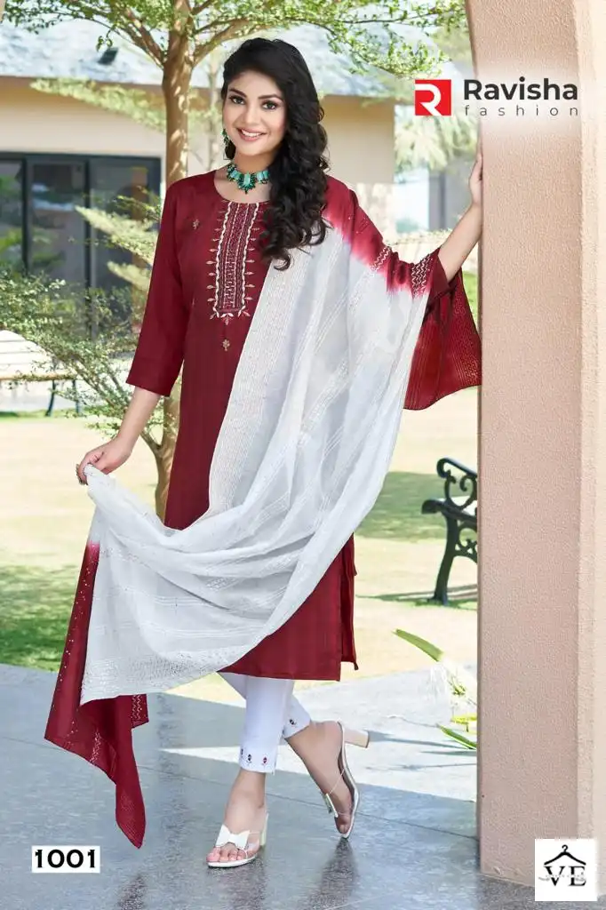 Ravisha Aastha Chinon Wholesale Readymade Suit Catalog — Wholesale Salwar Suits, MPA wholesale from Surat - Gallery Image 2
