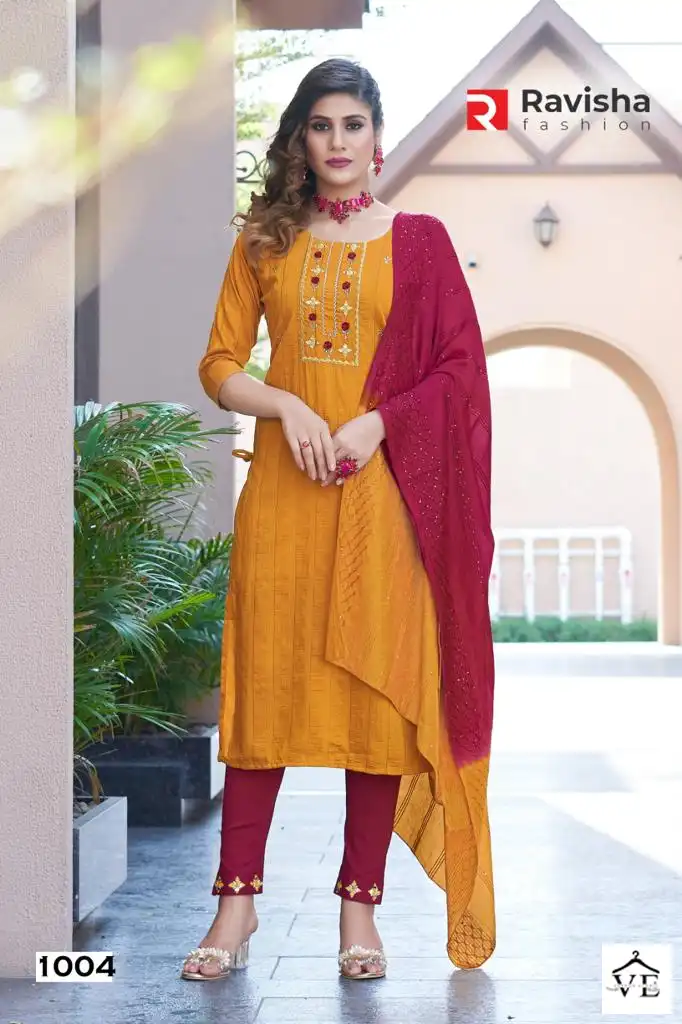 Ravisha Aastha Chinon Wholesale Readymade Suit Catalog — Wholesale Salwar Suits, MPA wholesale from Surat - Gallery Image 4
