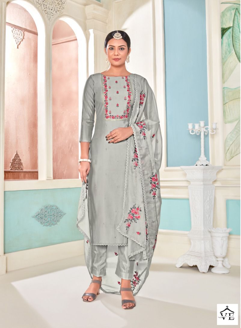 Vishnu Impex Razina Pure Silk Wholesale Salwar Suit Catalog — Wholesale Salwar Suits, MPA wholesale from Surat - Gallery Image 4