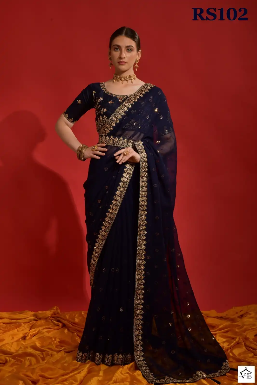 VE Riddhi Siddhi Heavy Georgette Wholesale Saree Catalog — Wholesale Sarees, MPA wholesale from Surat - Gallery Image 8