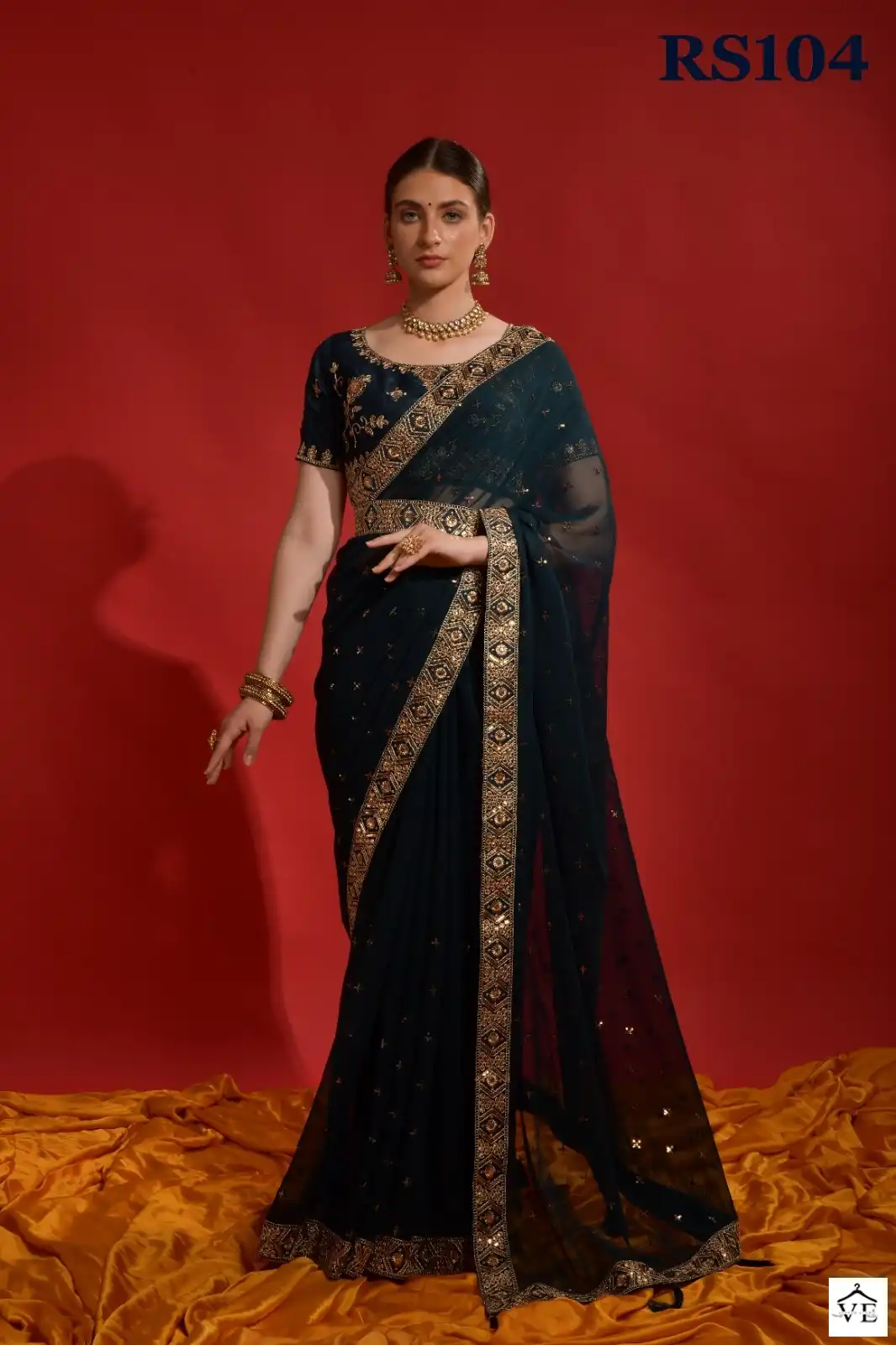 VE Riddhi Siddhi Heavy Georgette Wholesale Saree Catalog — Wholesale Sarees, MPA wholesale from Surat - Gallery Image 9
