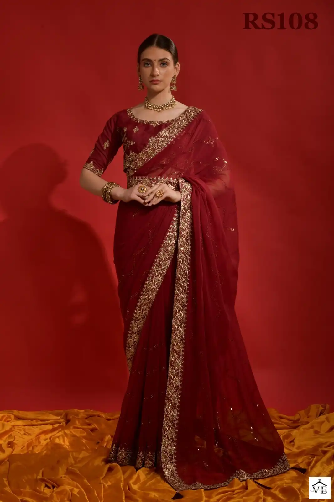 VE Riddhi Siddhi Heavy Georgette Wholesale Saree Catalog — Wholesale Sarees, MPA wholesale from Surat - Gallery Image 3