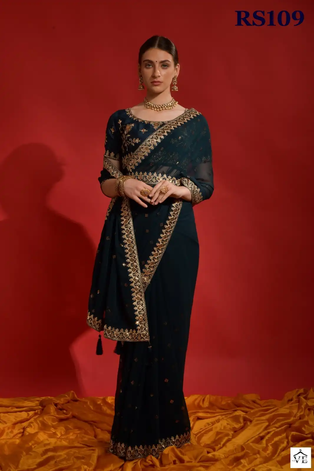 VE Riddhi Siddhi Heavy Georgette Wholesale Saree Catalog — Wholesale Sarees, MPA wholesale from Surat - Gallery Image 4