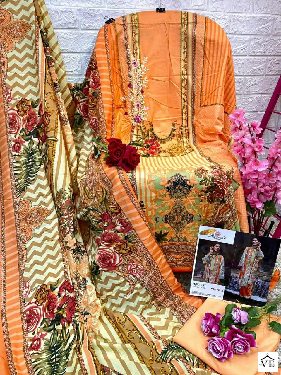 Ramsha Riwayat Lawn Collection Vol 2 Cambric Cotton Wholesale Designer Fancy Pakistani Salwar Suit Catalog — Wholesale Salwar Suits, MPA wholesale from Surat - Gallery Image 6