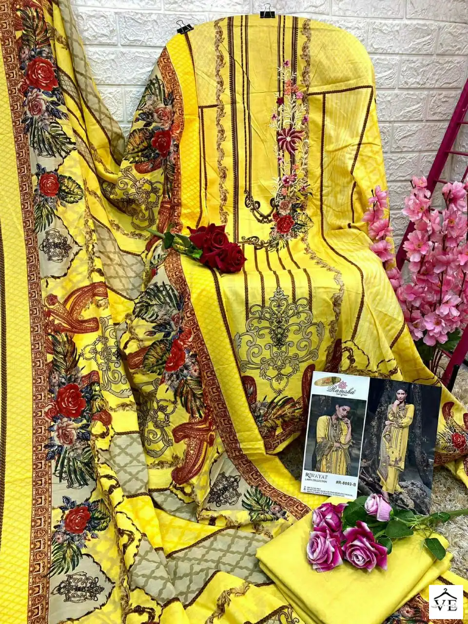 Ramsha Riwayat Lawn Collection Vol 2 Cambric Cotton Wholesale Designer Fancy Pakistani Salwar Suit Catalog — Wholesale Salwar Suits, MPA wholesale from Surat - Gallery Image 8