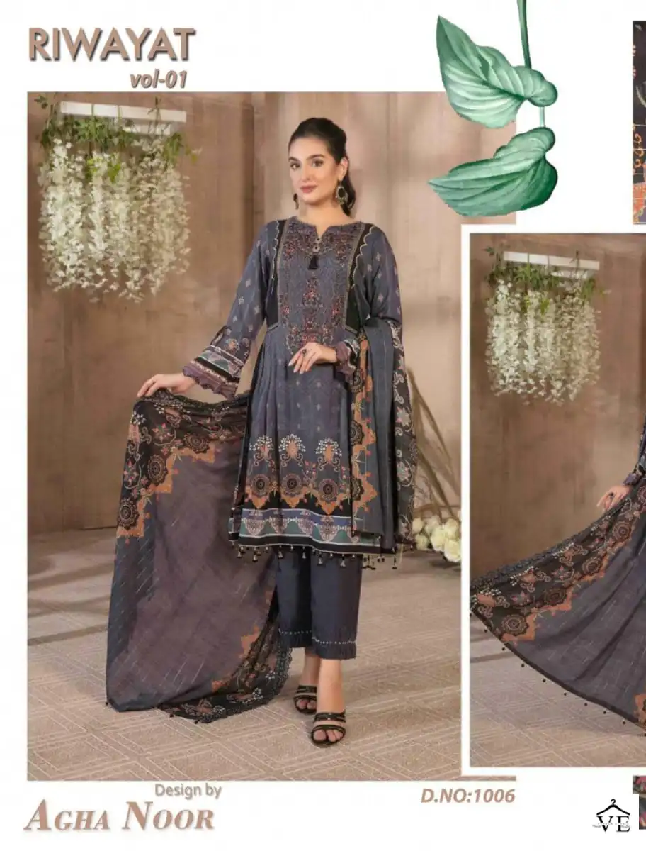 Agha Noor Riwayat Vol 1 Lawn Cotton Wholesale Pakistani Suit Catalog — Wholesale Salwar Suits, MPA wholesale from Surat - Gallery Image 3