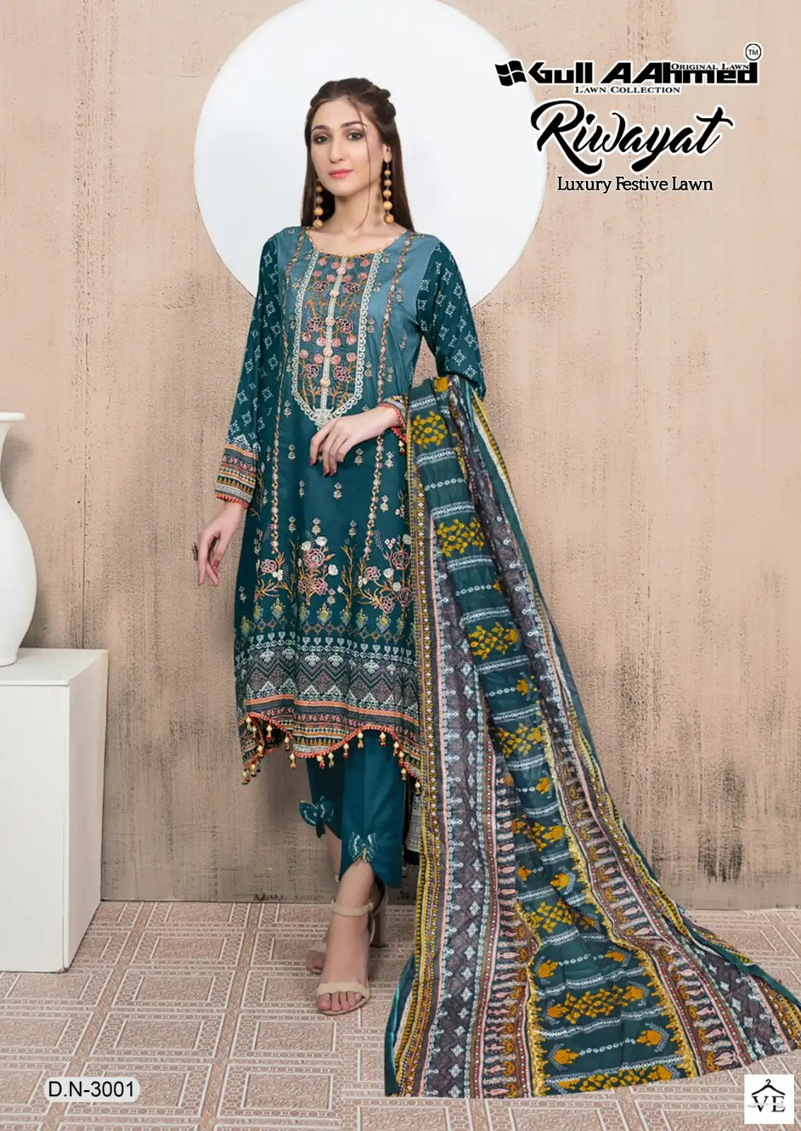 Gull Aahmed Riwayat Vol 3 Lawn Cotton Wholesale Pakistani Salwar Suit Catalog — Wholesale Salwar Suits, MPA wholesale from Surat - Gallery Image 3