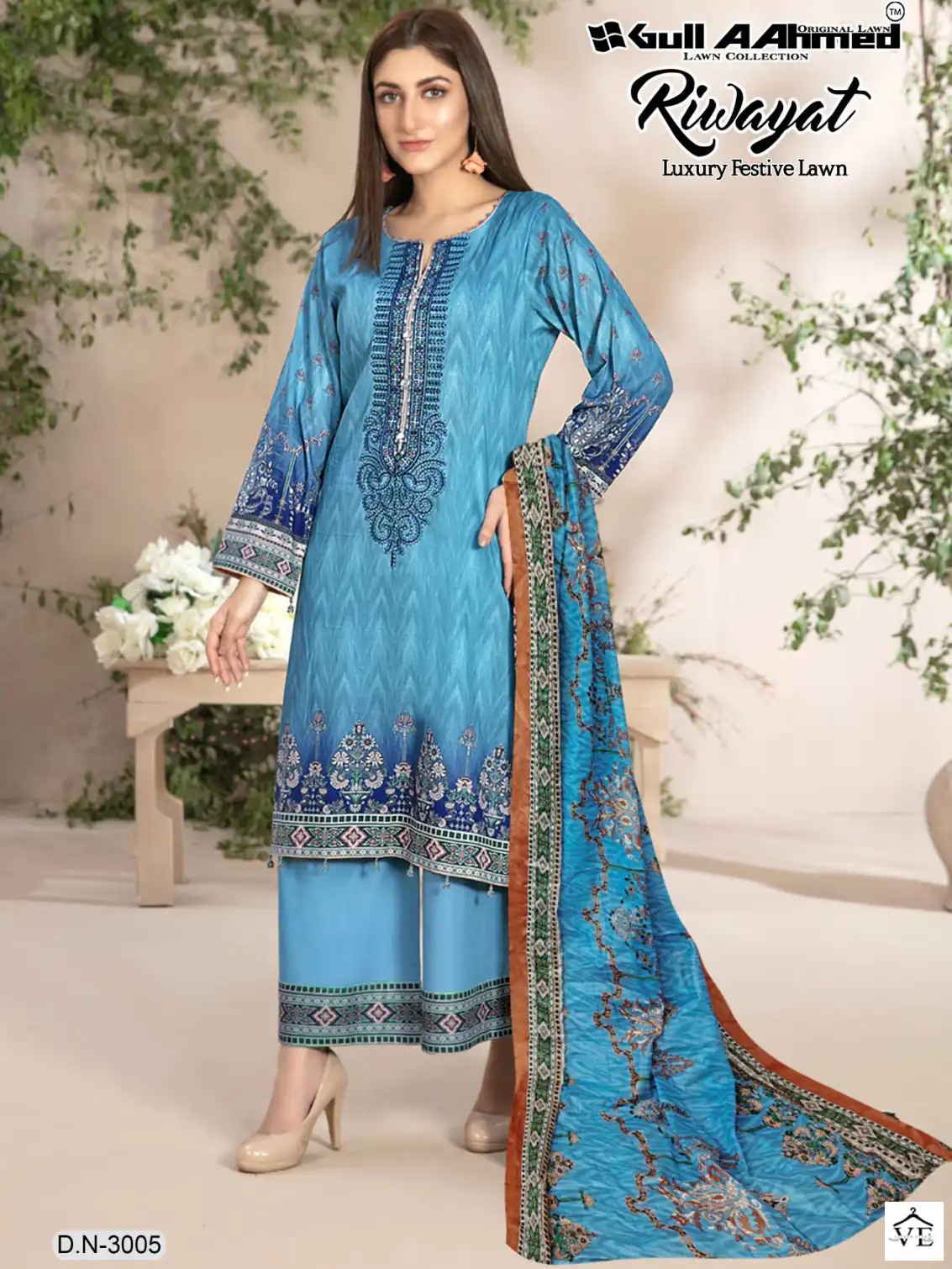 Gull Aahmed Riwayat Vol 3 Lawn Cotton Wholesale Pakistani Salwar Suit Catalog — Wholesale Salwar Suits, MPA wholesale from Surat — view 1