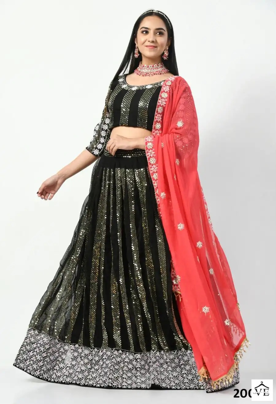 Biva Ruhika Faux Georgette Wholesale Lehenga Catalog — Wholesale Lehenga, MPA wholesale from Surat - Gallery Image 2