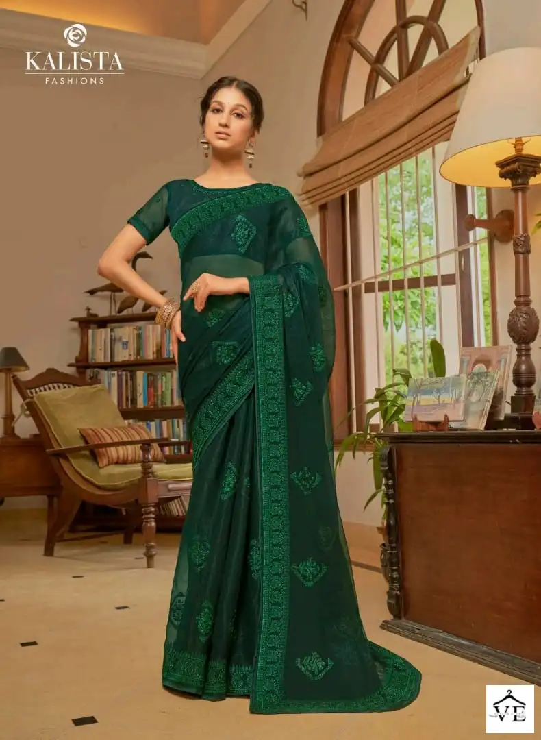Kalista Rajshree Blooming Shimmer Wholesale Saree Catalog — Wholesale Sarees, MPA wholesale from Surat — view 5