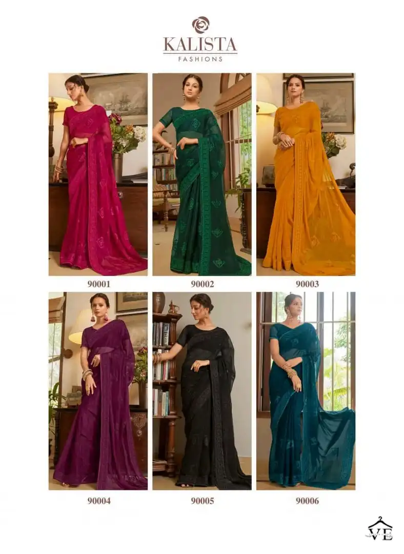 Kalista Rajshree Blooming Shimmer Wholesale Saree Catalog — Wholesale Sarees, MPA wholesale from Surat — view 7