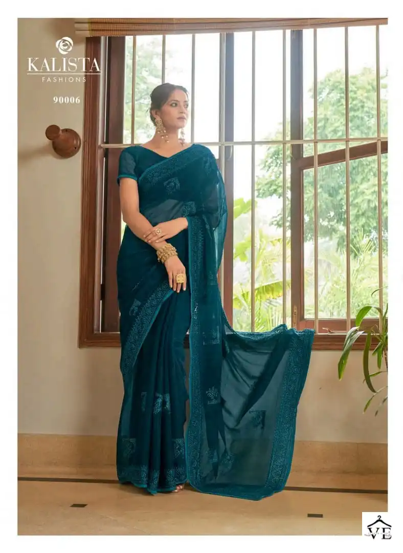 Kalista Rajshree Blooming Shimmer Wholesale Saree Catalog — Wholesale Sarees, MPA wholesale from Surat — view 2