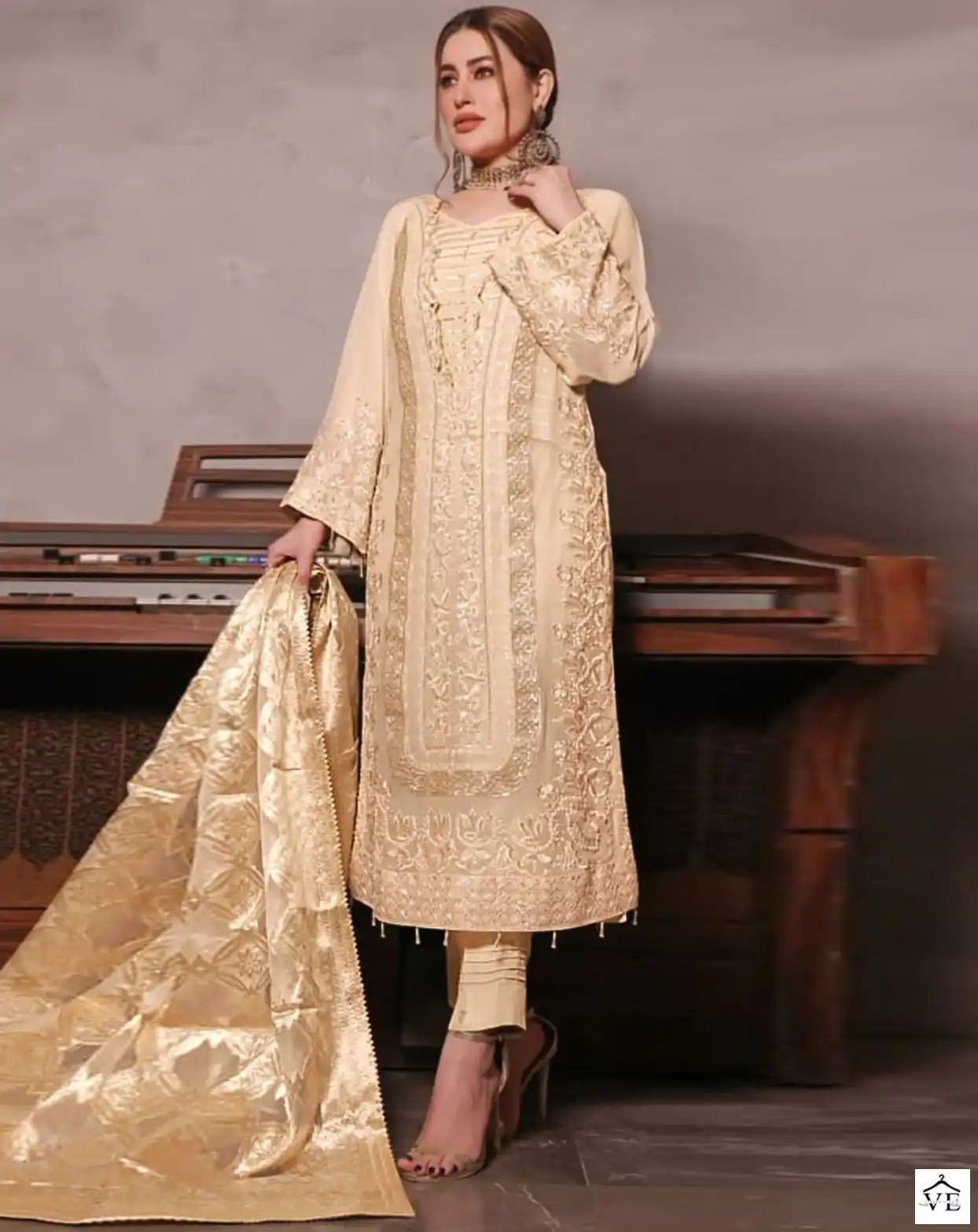 Serine S-142 Organza Wholesale Pakistani Suit — Wholesale Salwar Suits, MPA wholesale from Surat — view 1