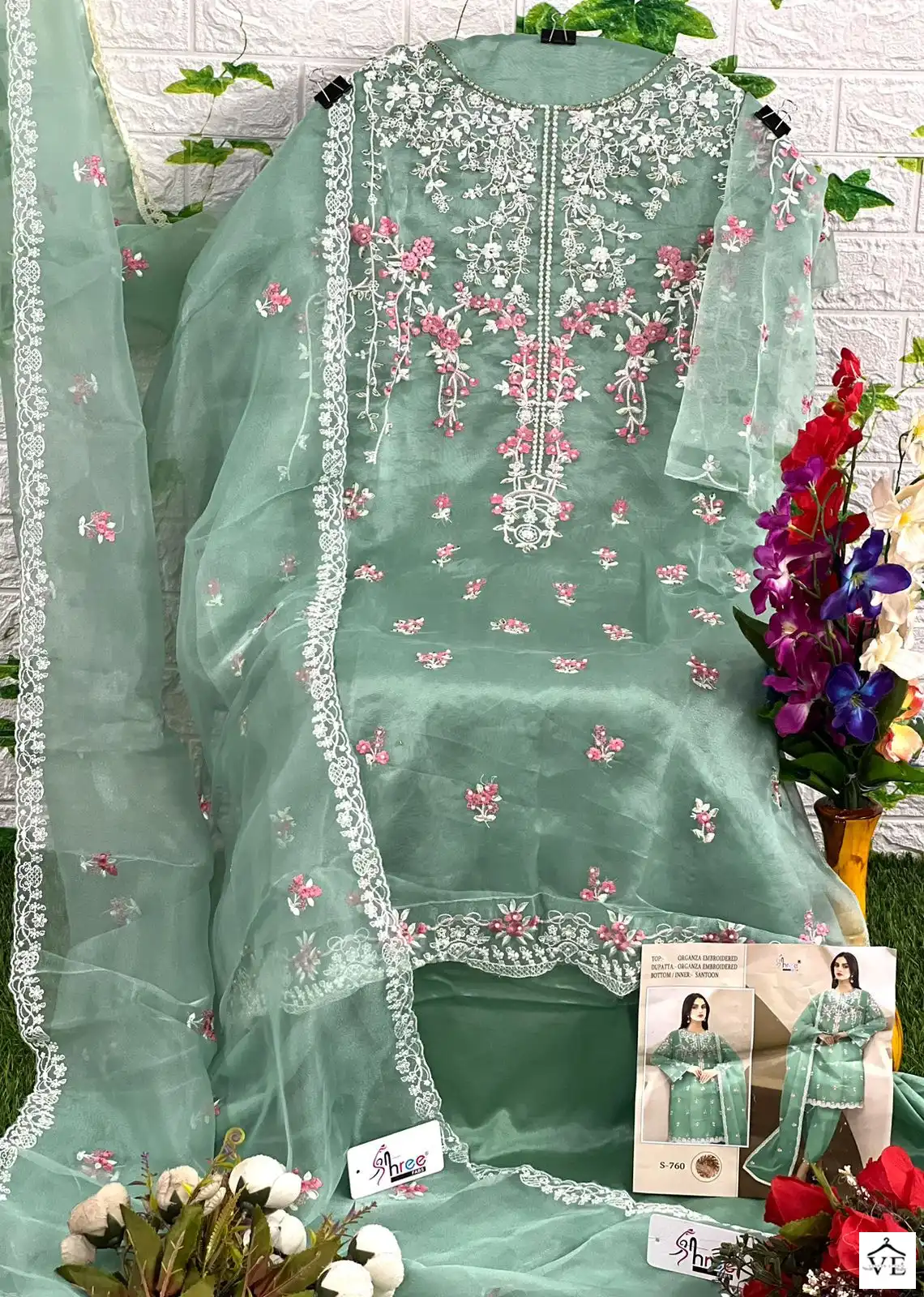 Shree Fabs S-760 Organza Wholesale Pakistani Suit Catalog — Wholesale Salwar Suits, MPA wholesale from Surat - Gallery Image 7