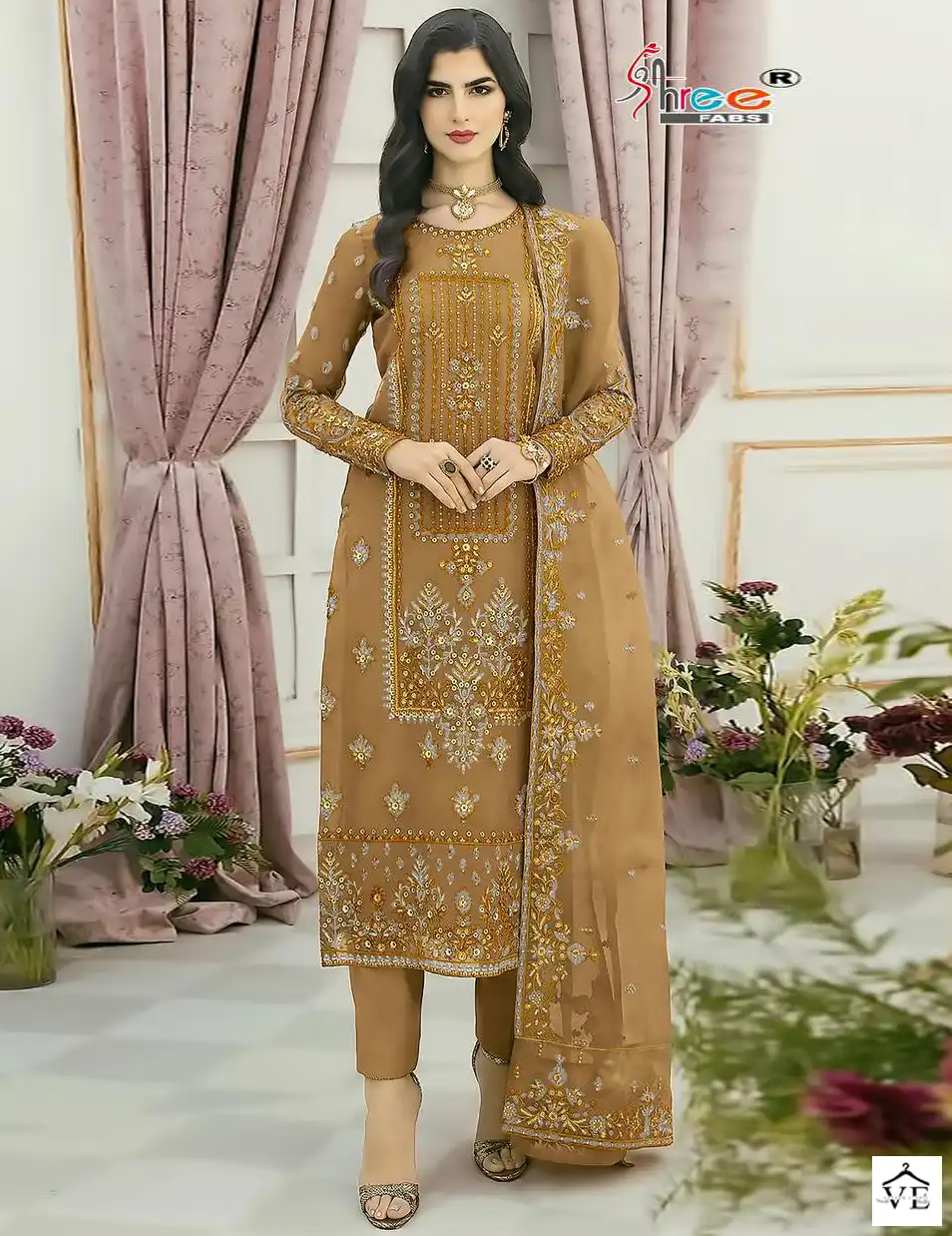 Shree Fab S -822 Faux Georgette Wholesale Pakistani Suit Catalog — Wholesale Salwar Suits, MPA wholesale from Surat — view 1
