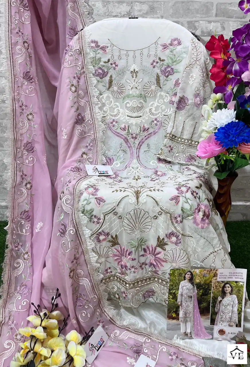 Shree Fab S 829 Georgette Wholesale Pakistani Salwar Suit Catalog — Wholesale Salwar Suits, MPA wholesale from Surat - Gallery Image 6