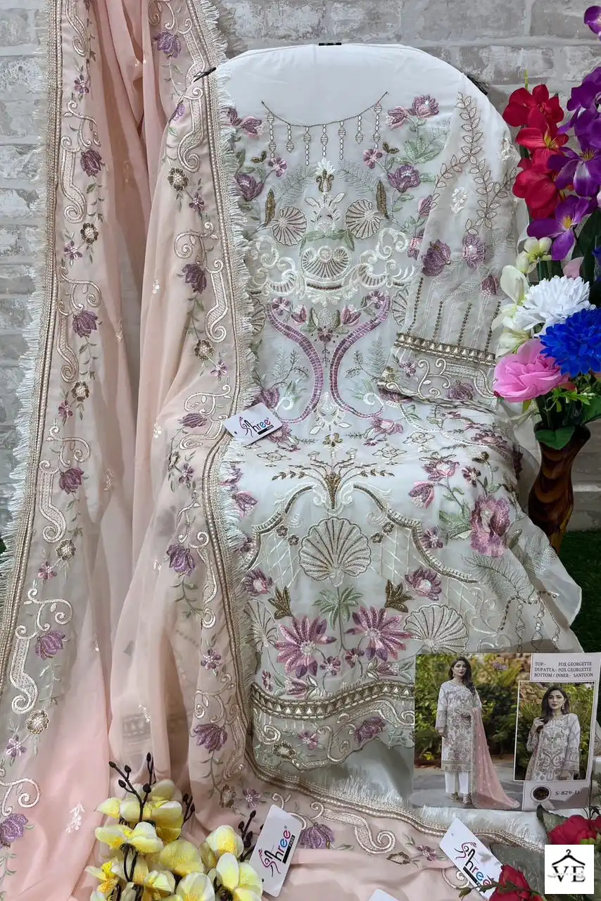 Shree Fab S 829 Georgette Wholesale Pakistani Salwar Suit Catalog — Wholesale Salwar Suits, MPA wholesale from Surat - Gallery Image 8