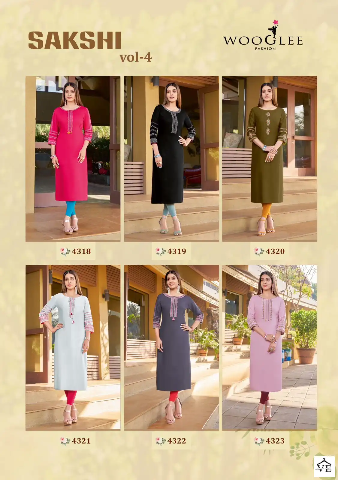 Wooglee Sakshi Vol 4 Rayon Weaving Wholesale Kurtis Catalog — Wholesale Kurtis, MPA wholesale from Surat — view 7