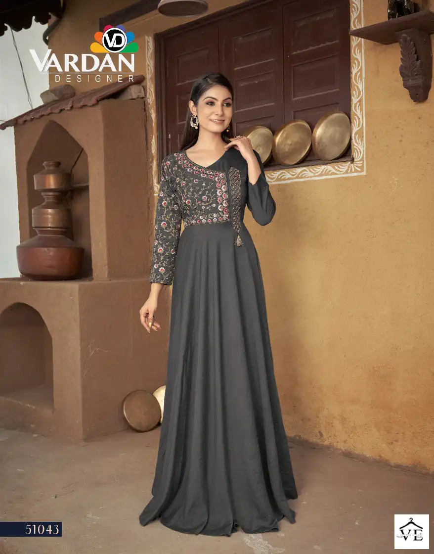 Vardan Designer Sara Vol-1 Heavy Muslin Wholesale Gown Catalog — Wholesale Kurtis, MPA wholesale from Surat - Gallery Image 4