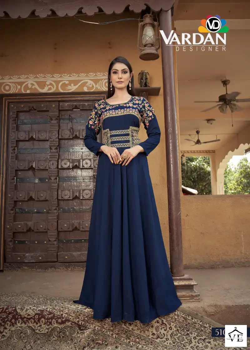 Vardan Designer Sara Vol-1 Heavy Muslin Wholesale Gown Catalog — Wholesale Kurtis, MPA wholesale from Surat - Gallery Image 3