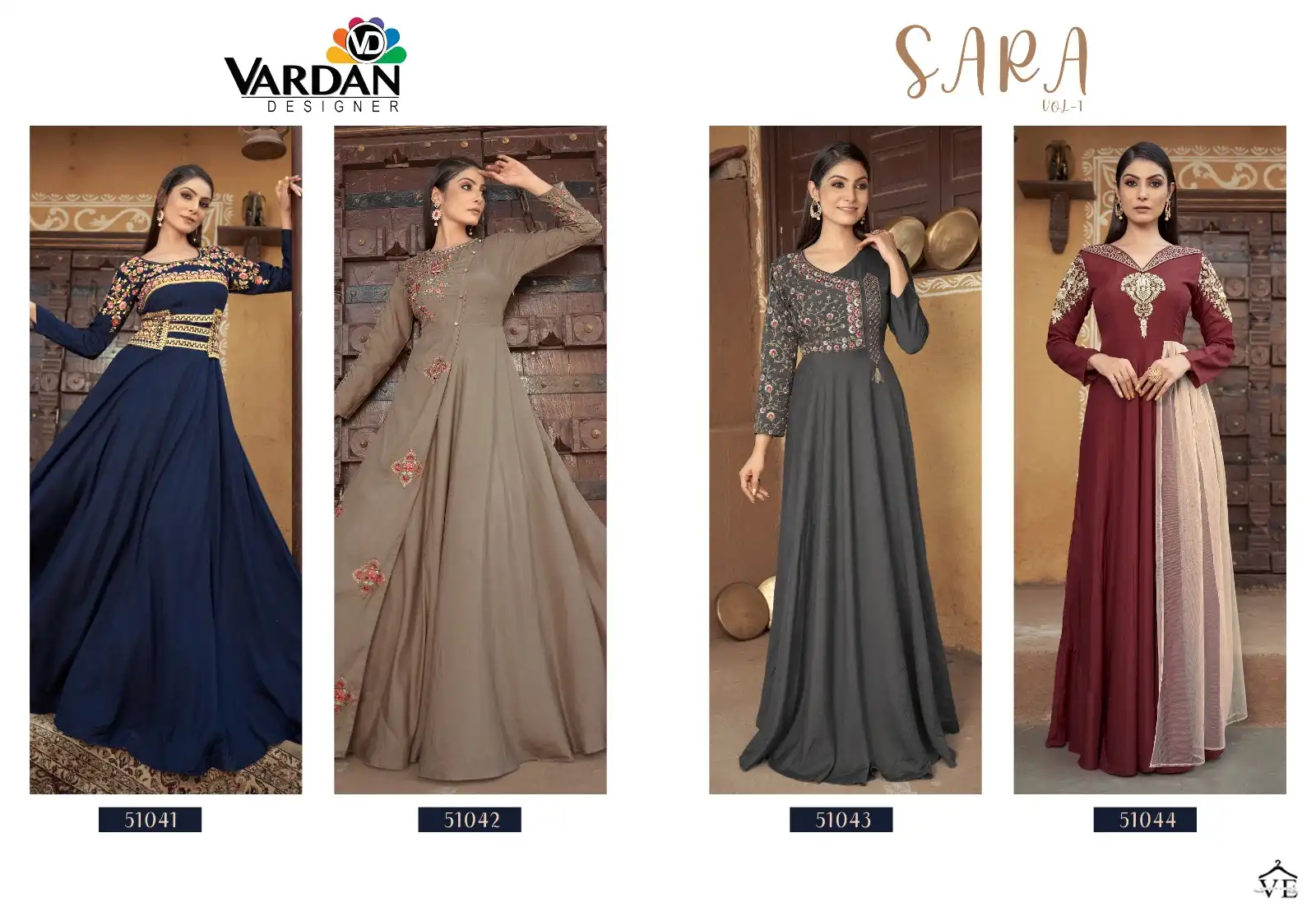 Vardan Designer Sara Vol-1 Heavy Muslin Wholesale Gown Catalog — Wholesale Kurtis, MPA wholesale from Surat — view 5