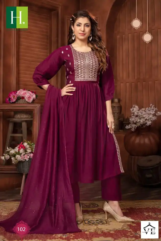 Hirwa Sargam Roman Silk Wholesale Readymade Salwar Suit Catalog — Wholesale Salwar Suits, MPA wholesale from Surat - Gallery Image 4