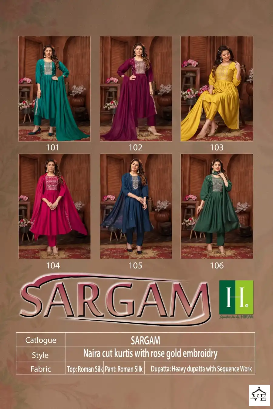 Hirwa Sargam Roman Silk Wholesale Readymade Salwar Suit Catalog — Wholesale Salwar Suits, MPA wholesale from Surat — view 7