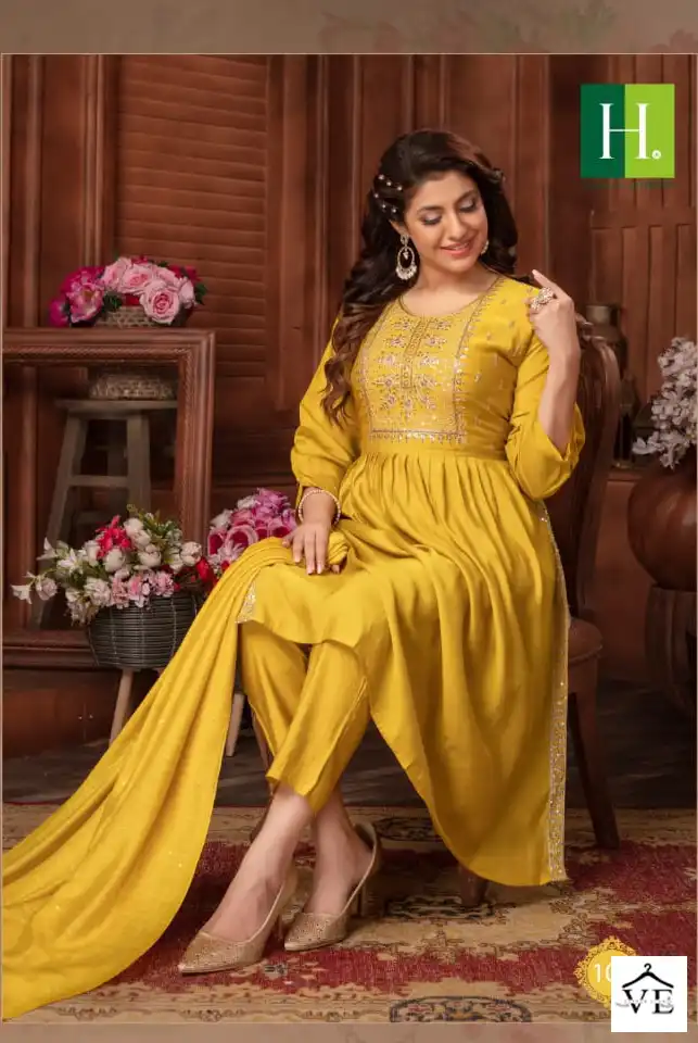 Hirwa Sargam Roman Silk Wholesale Readymade Salwar Suit Catalog — Wholesale Salwar Suits, MPA wholesale from Surat - Gallery Image 6