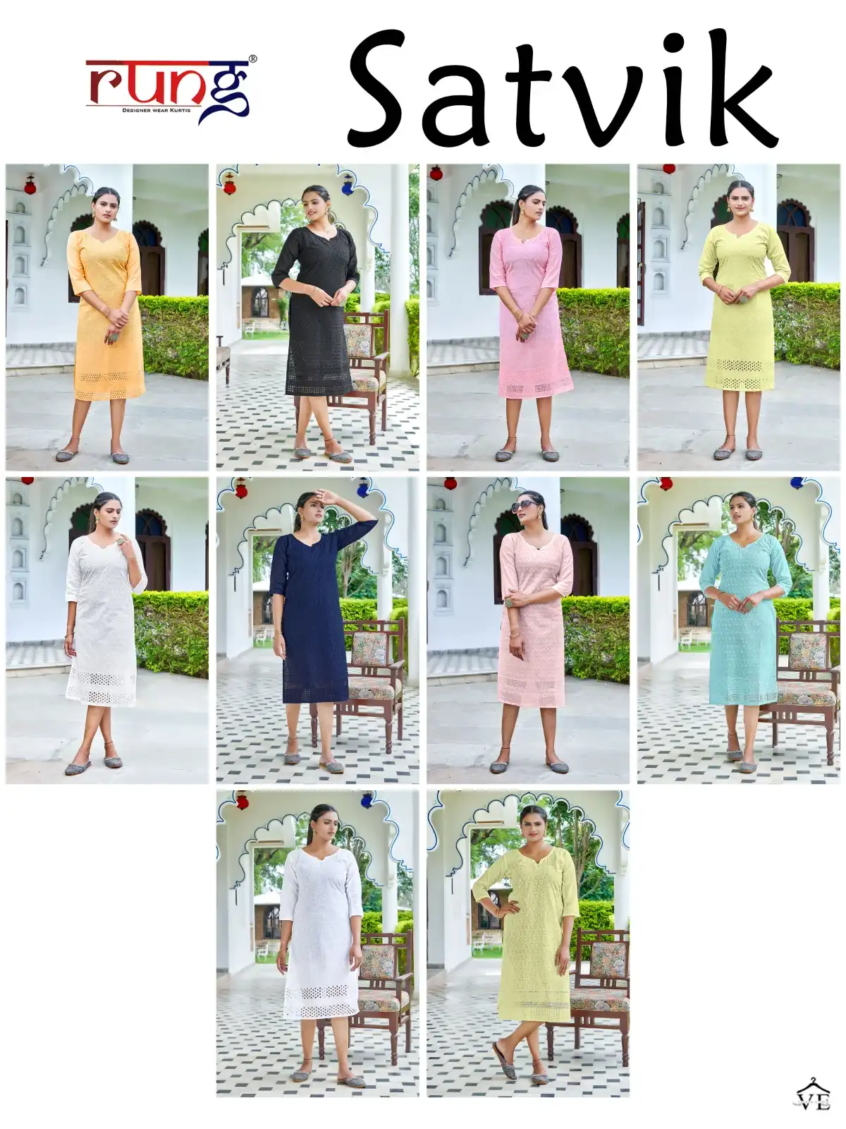 Rung Satvik Heavy Chiken Cotton Wholesale Kurtis Catalog — Wholesale Kurtis, MPA wholesale from Surat — view 11