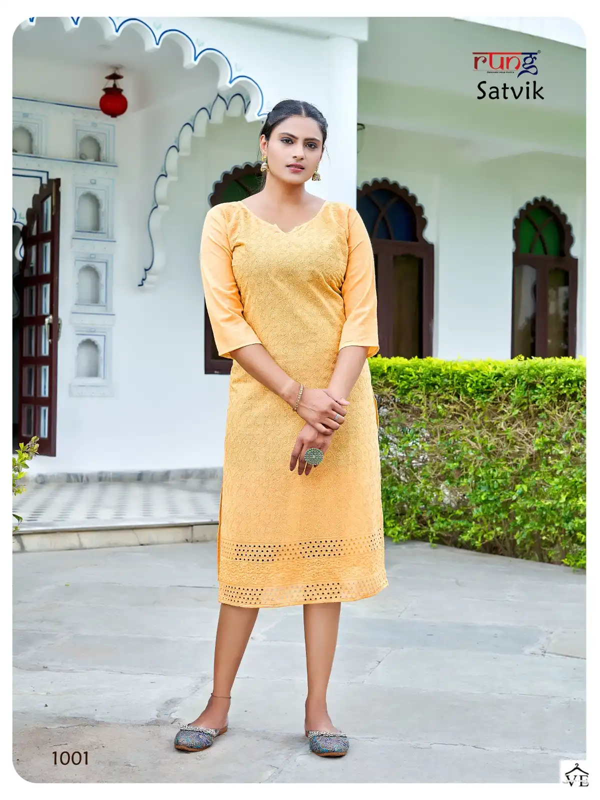 Rung Satvik Heavy Chiken Cotton Wholesale Kurtis Catalog — Wholesale Kurtis, MPA wholesale from Surat — view 9