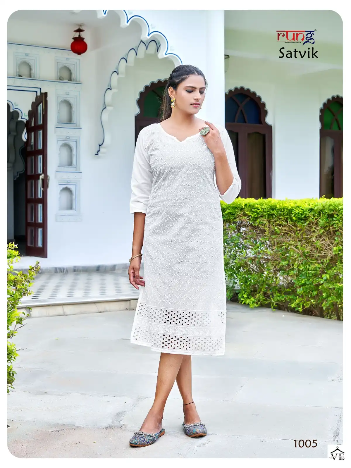 Rung Satvik Heavy Chiken Cotton Wholesale Kurtis Catalog — Wholesale Kurtis, MPA wholesale from Surat — view 2