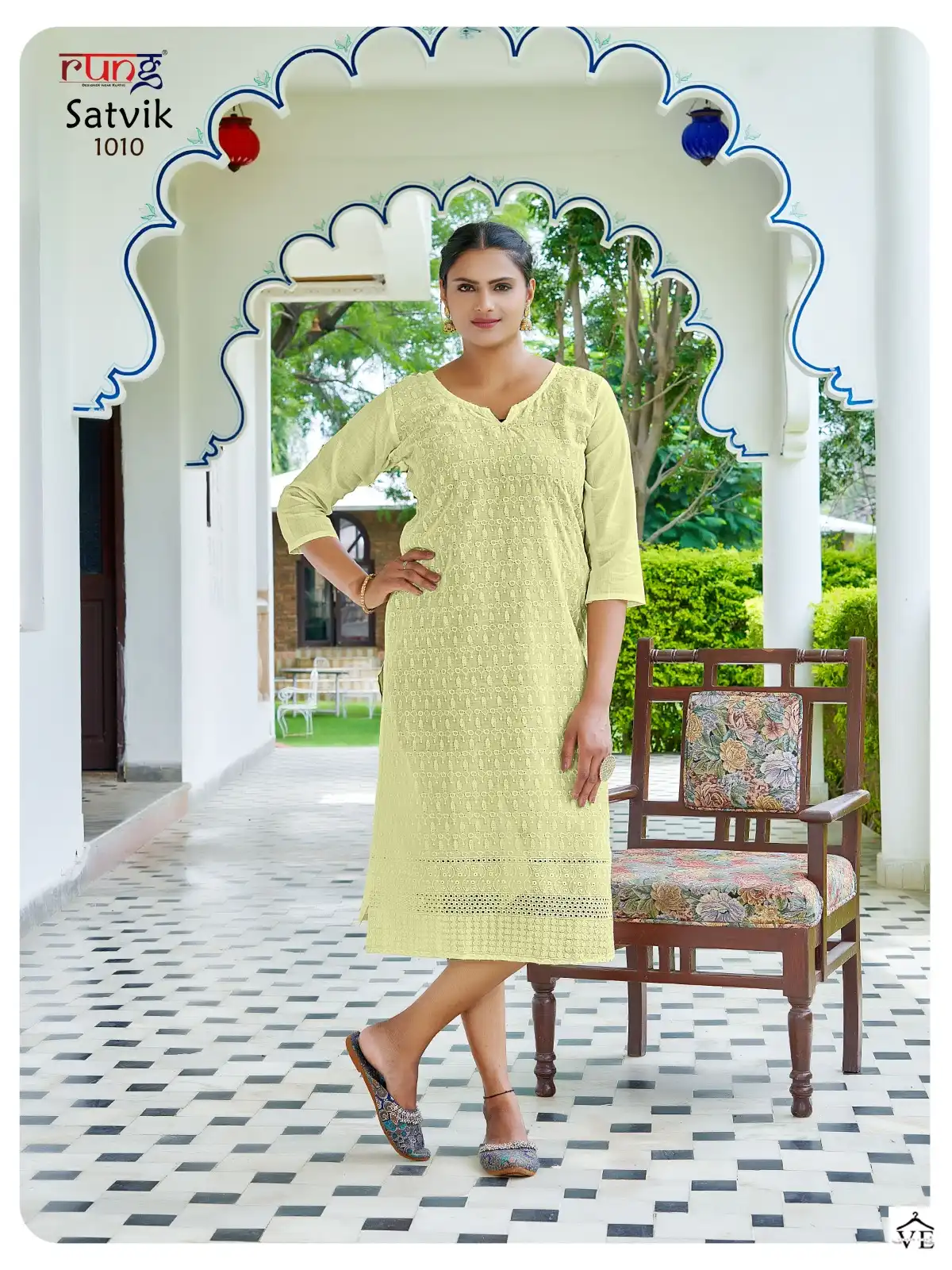 Rung Satvik Heavy Chiken Cotton Wholesale Kurtis Catalog — Wholesale Kurtis, MPA wholesale from Surat — view 3