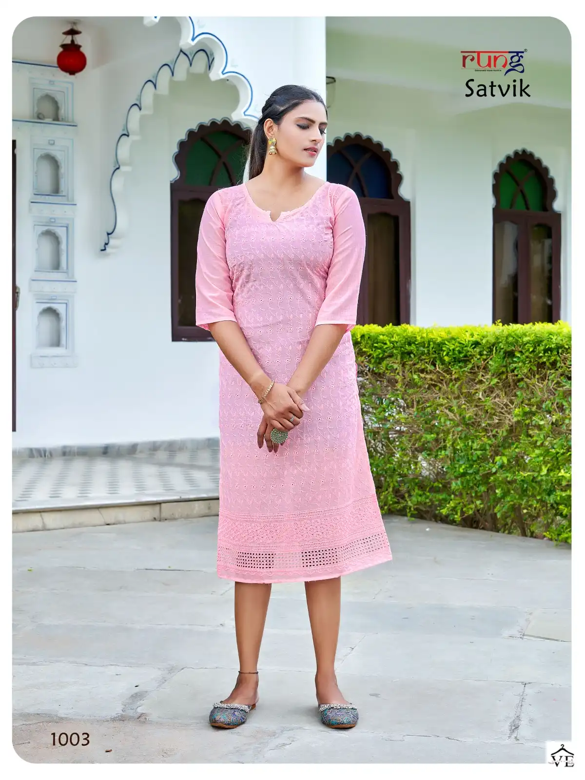 Rung Satvik Heavy Chiken Cotton Wholesale Kurtis Catalog — Wholesale Kurtis, MPA wholesale from Surat — view 4
