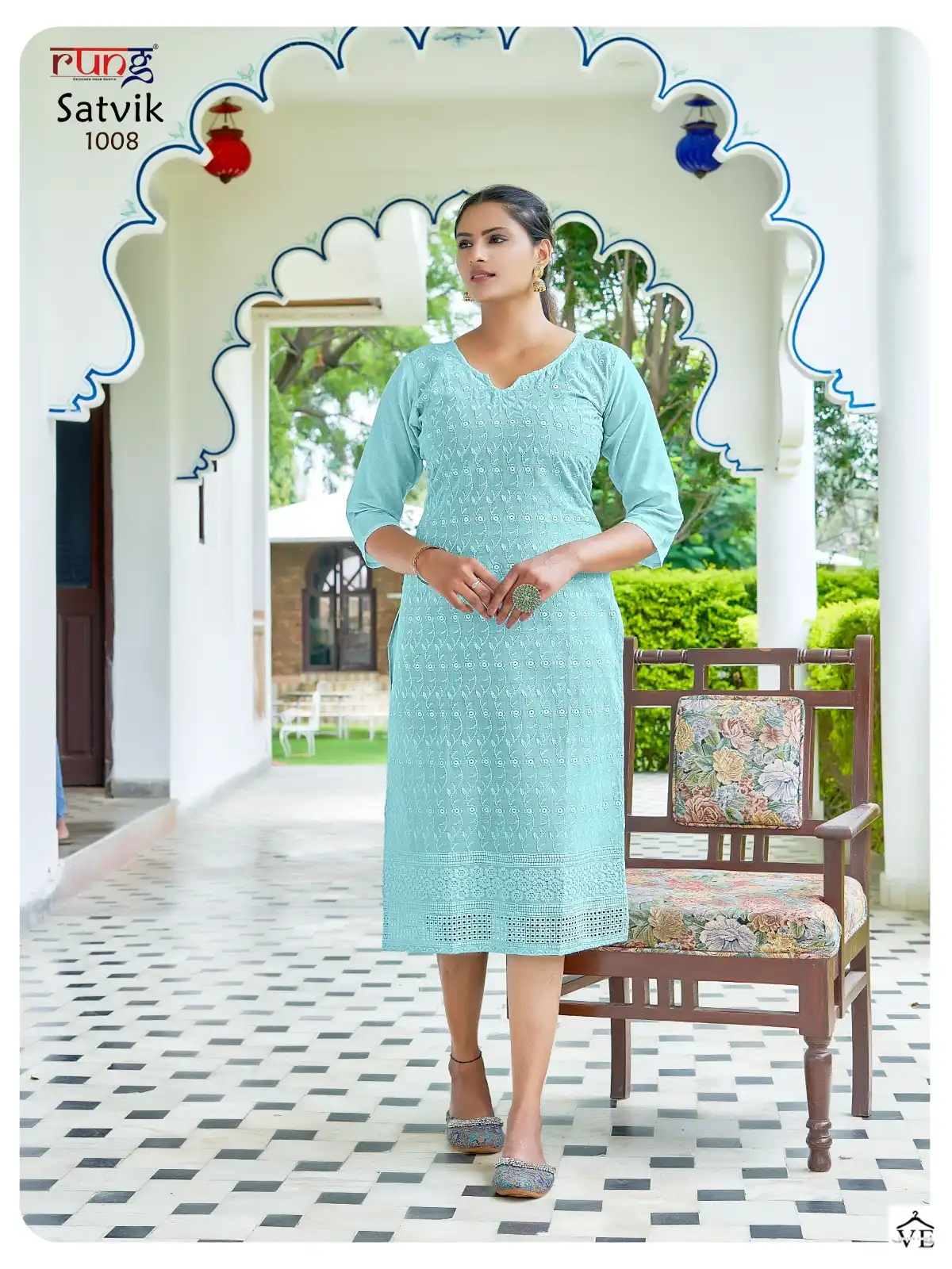 Rung Satvik Heavy Chiken Cotton Wholesale Kurtis Catalog — Wholesale Kurtis, MPA wholesale from Surat — view 5