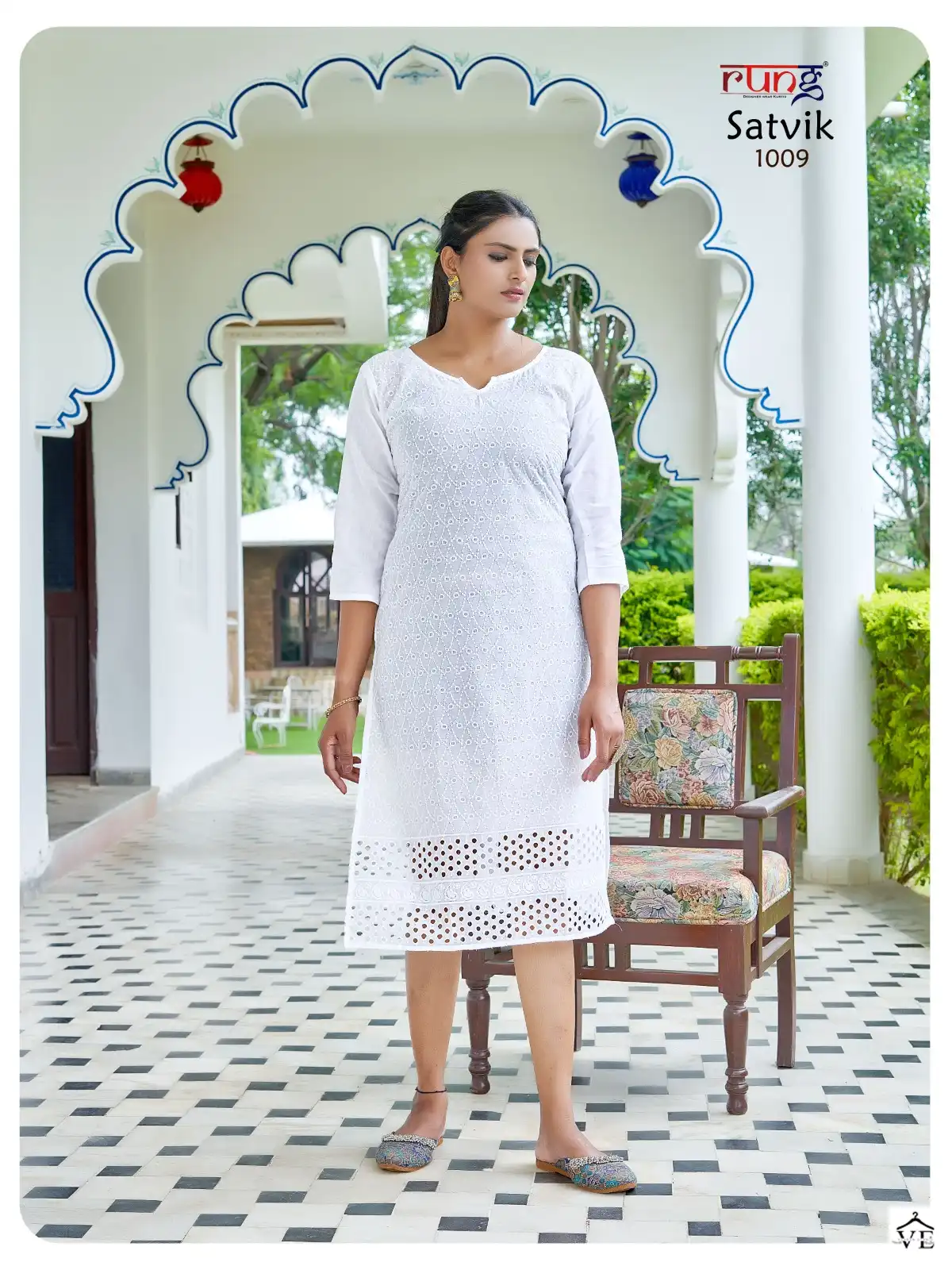Rung Satvik Heavy Chiken Cotton Wholesale Kurtis Catalog — Wholesale Kurtis, MPA wholesale from Surat — view 7