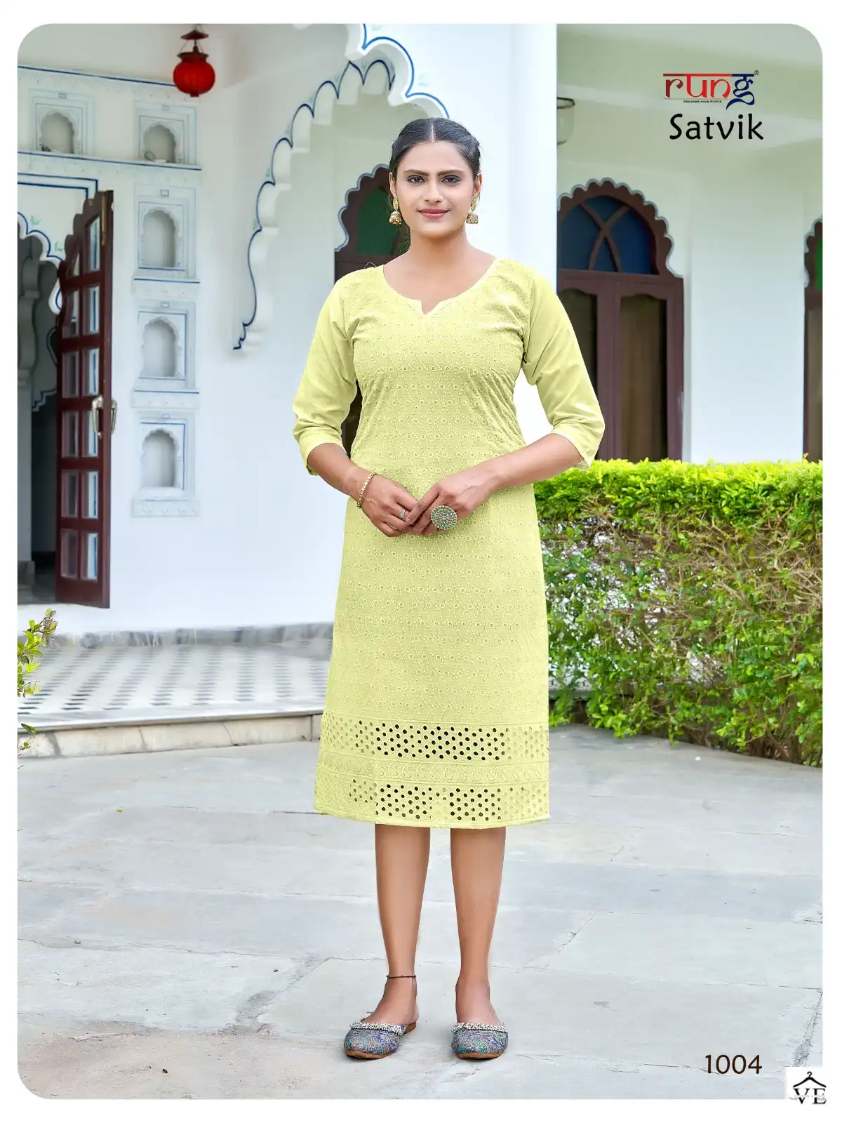 Rung Satvik Heavy Chiken Cotton Wholesale Kurtis Catalog — Wholesale Kurtis, MPA wholesale from Surat — view 8