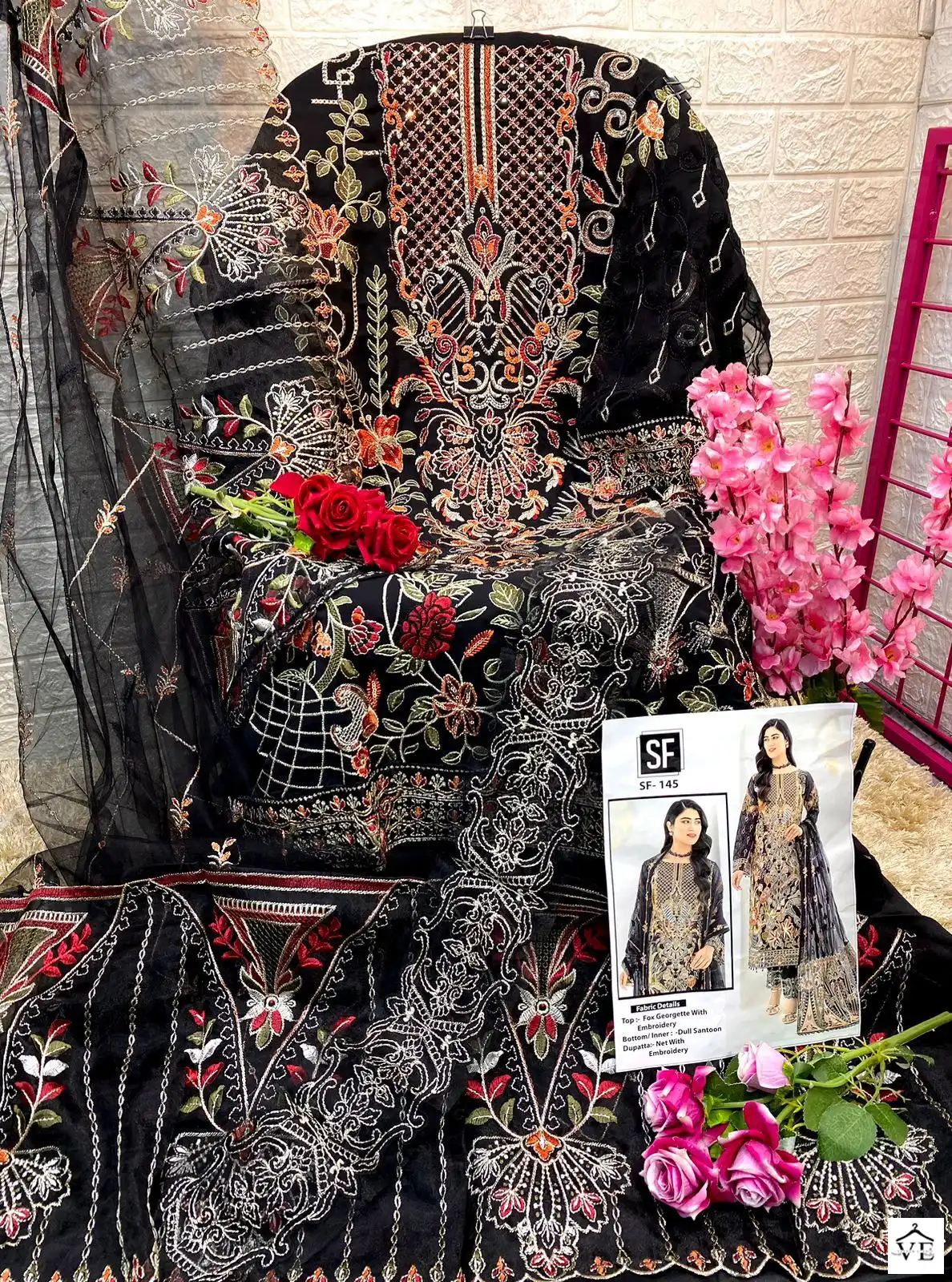 VE SF-145 Heavy Faux Georgette Wholesale Pakistani Suit Catalog — Wholesale Salwar Suits, MPA wholesale from Surat - Gallery Image 2