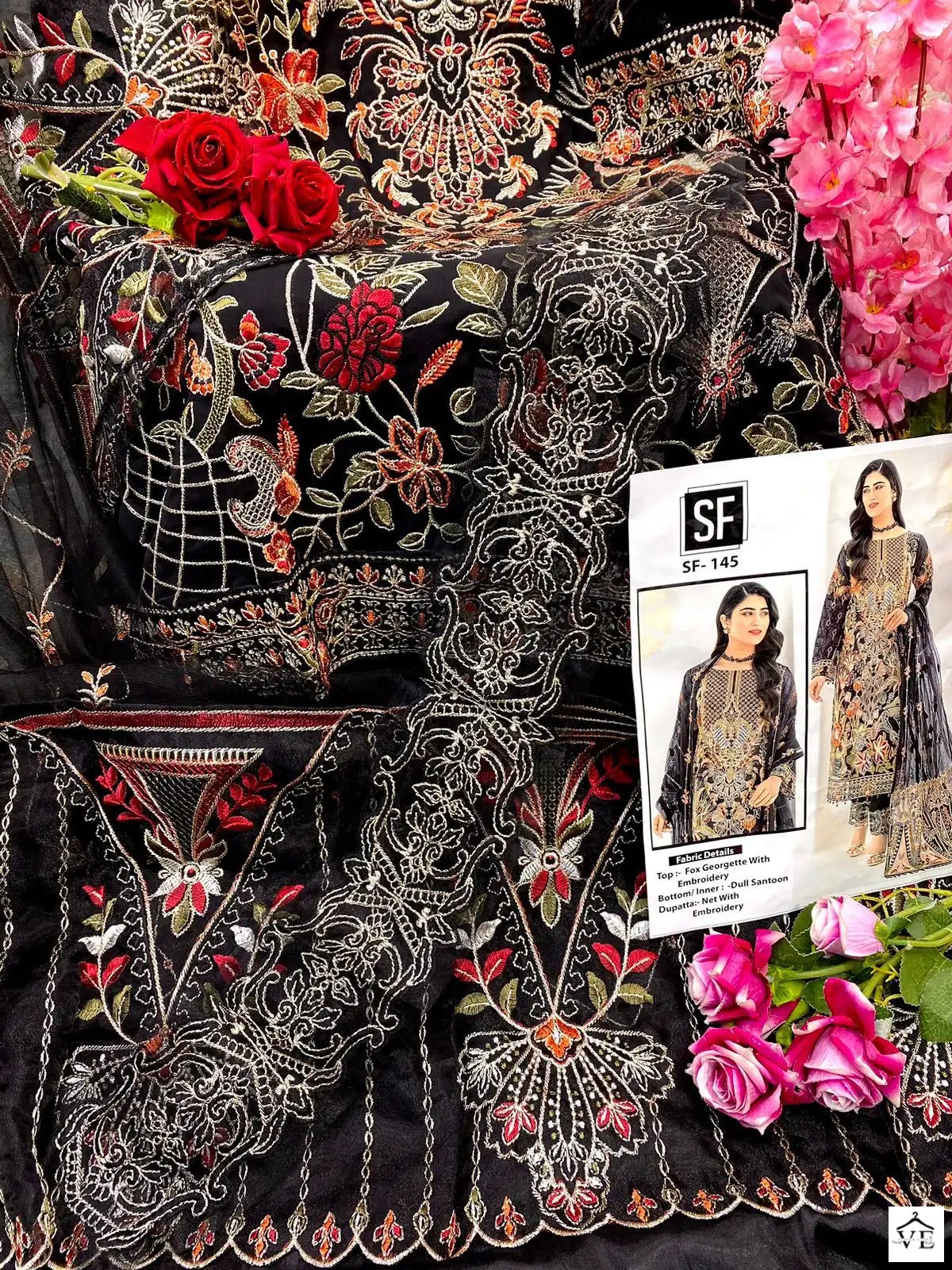 VE SF-145 Heavy Faux Georgette Wholesale Pakistani Suit Catalog — Wholesale Salwar Suits, MPA wholesale from Surat - Gallery Image 3