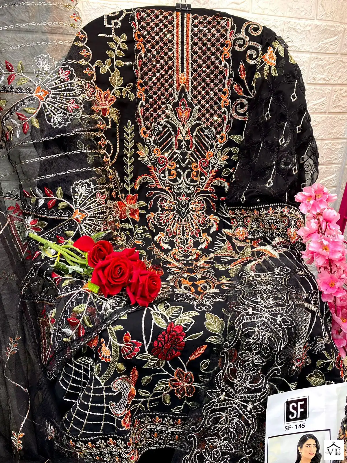 VE SF-145 Heavy Faux Georgette Wholesale Pakistani Suit Catalog — Wholesale Salwar Suits, MPA wholesale from Surat — view 5