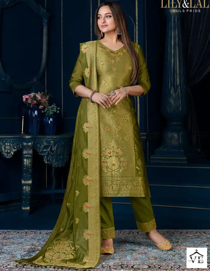 Lily & Lali Silk Kari Vol 3 Pure Organza Jacquard Wholesale Readymade Suits Catalog — Wholesale Salwar Suits, Lily & Lali wholesale from Surat — view 1