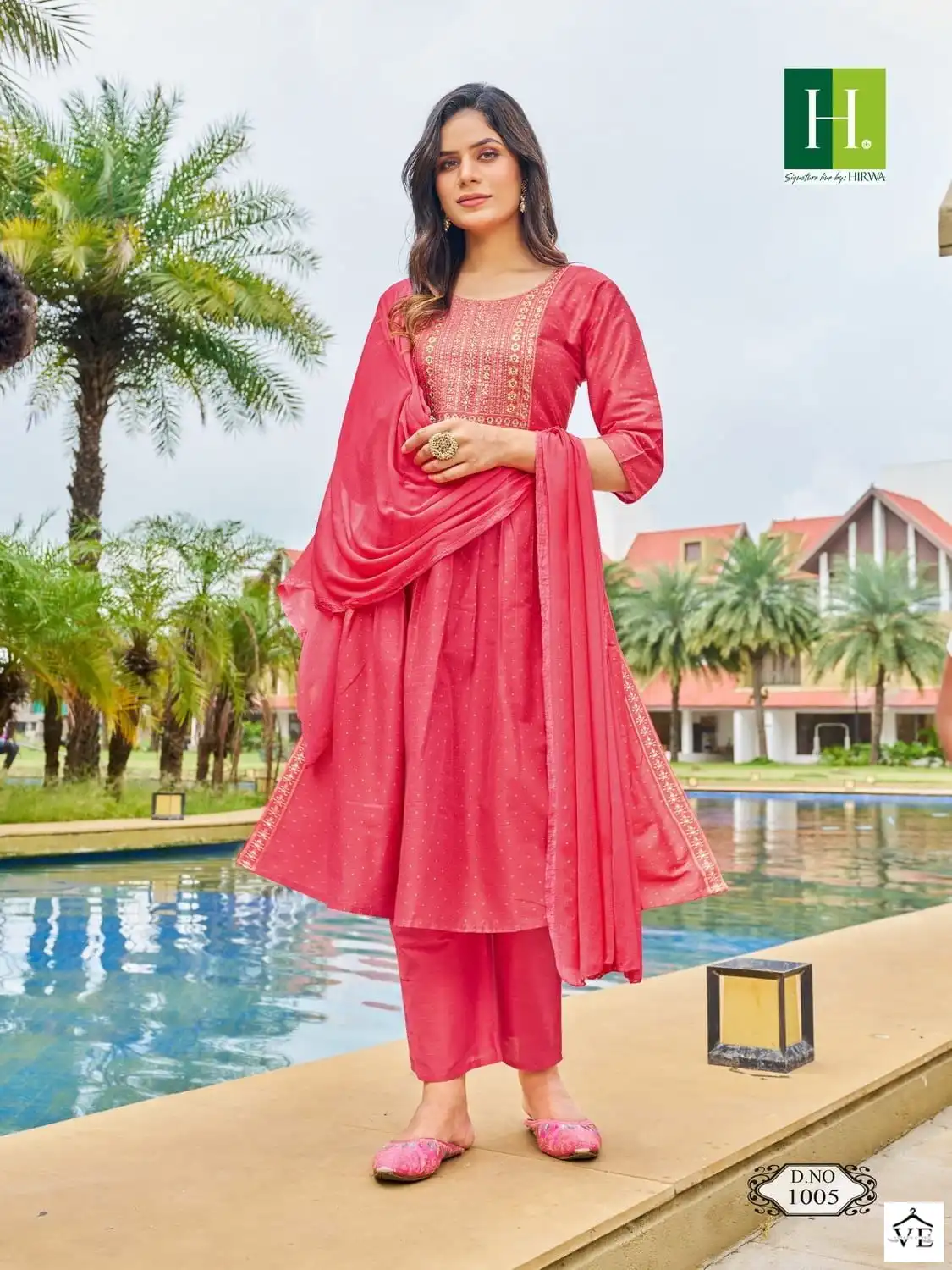 Hirwa Sindoor Long Slub Silk Wholesale Readymade Salwar Suit Catalog — Wholesale Salwar Suits, MPA wholesale from Surat - Gallery Image 3